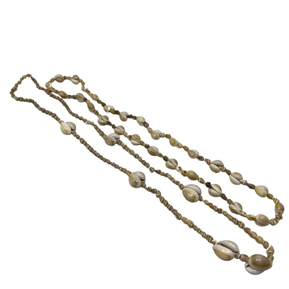 Cowry Shell‎ Necklaces Set of Two Different Patterns Long Beach Ocean - Picture 2 of 7